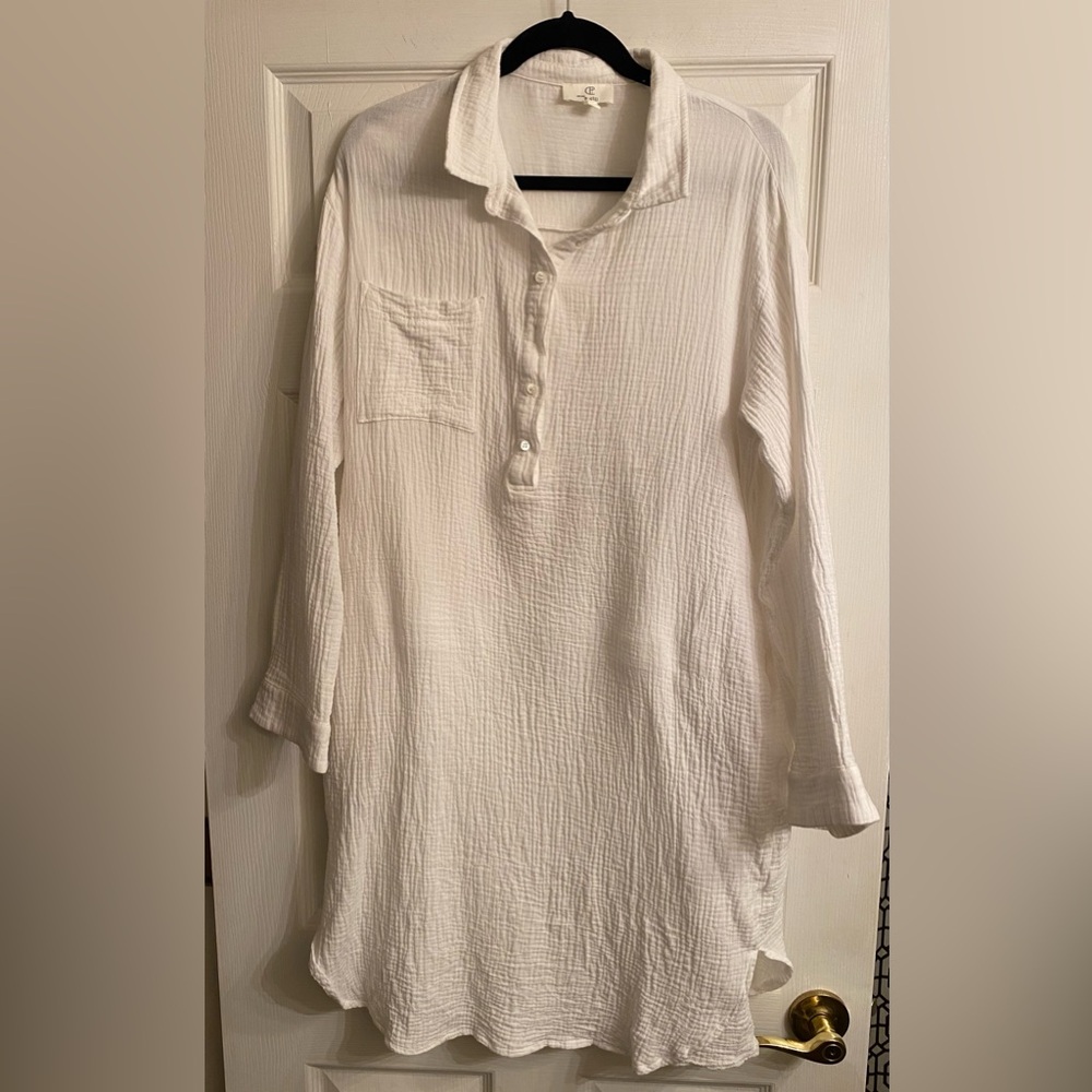 with love p cill Women’s Swimsuit Coverup. Size Medium. Color white.